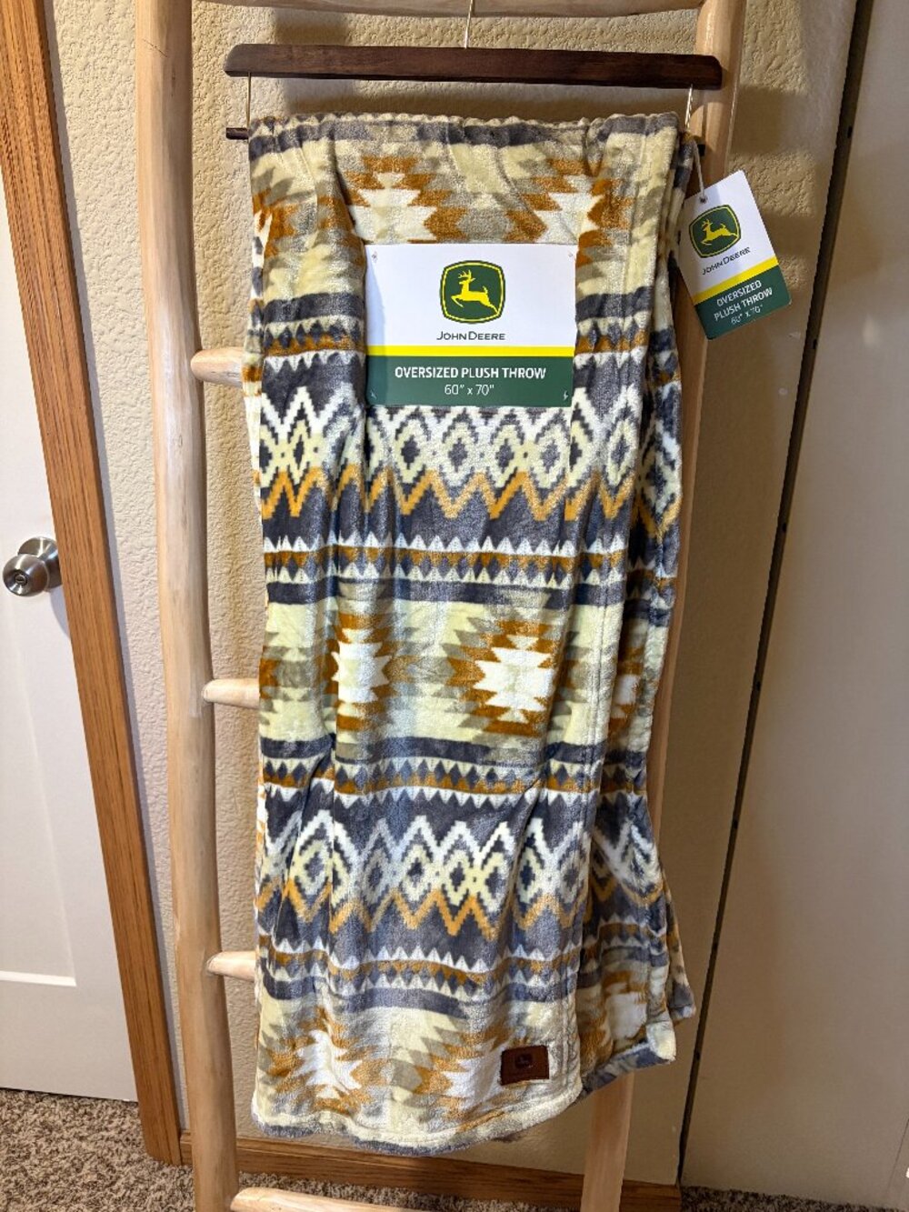 John Deere Aztec Plush Throw Blanket 60x70 Western Ranch Farmhouse Oversized NWT